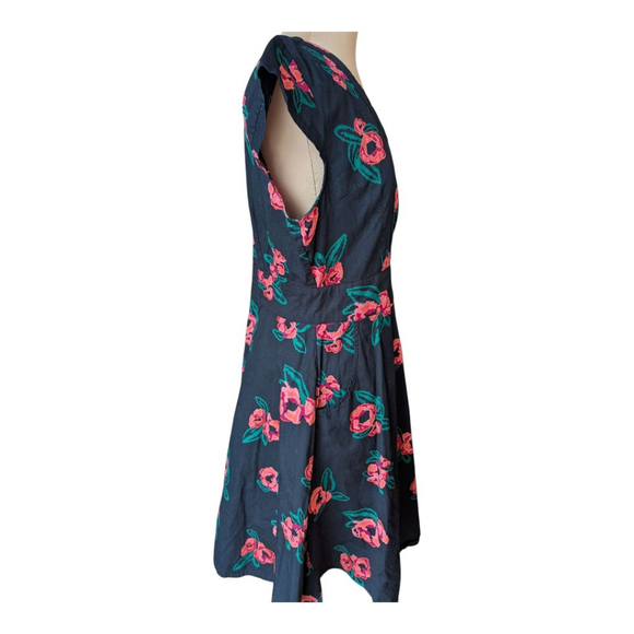 Mata Traders 100% Cotton Fit & Flare Floral Dress Women's L Fair Trade Romantic - Picture 3 of 10